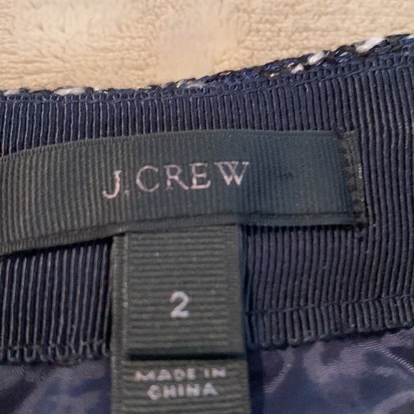 JCrew midi length navy wool skirt with slight metallic thread woven through it. - Picture 3 of 5